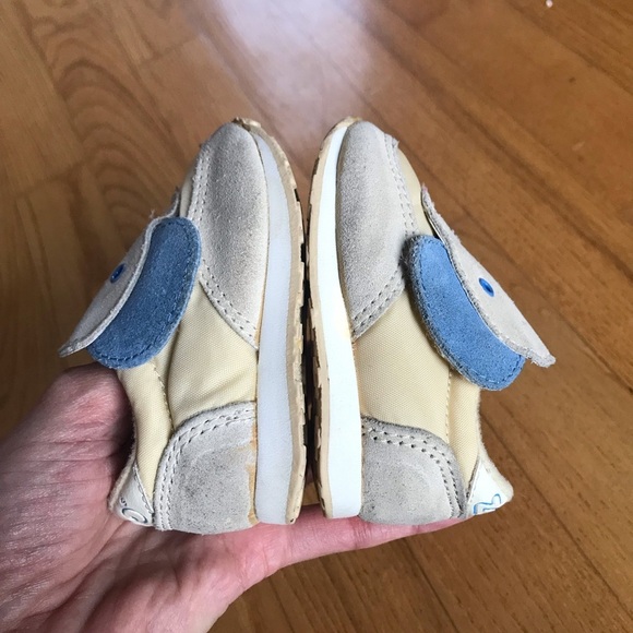 Vintage baby zoo shoes baby puppy dog sneakers tan blue yellow boys size 1 - Picture 5 of 13